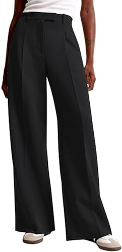 Generiska kostymbyxor dam elegant lös palazzo bekväma stretch tygbyxor, affärsoutfit breda byxor fritidsbyxor ledig lätt stretchig lounge med fickor bred benstretch, 05, XL