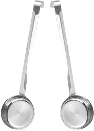 WOFASHPURET Cuchara para Salsa de Pizza de Acero Inoxidable 2 Piezas, Cucharón Plano para Servir y Untar Salsa, Diseño Curvo Ergonómico, Utensilios Cocina Hogar y Restaurante