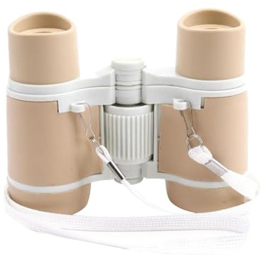 lopituwe Minikikare för barn, babycamping, lätt, bärbar barnkikare för fågelskådning och utomhusaktiviteter, kompakt för låtsasfågelskådning, Kaffe Vitt, 8.8x11x4 cm
