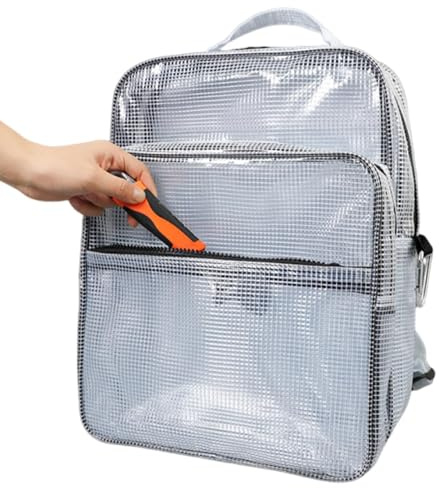 Generico Anti Static Laptop Backpack Large - Clear PVC Flame Retardant 40x30x15cm Cold Resistant - ESD Cleanroom Engineer Tool Bag For Work Travel Commute