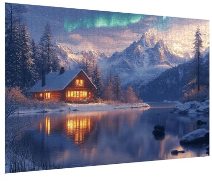 Pussel 5 000 delar för vuxna, 3D-pussel polarljus träpussel, n-345 | Pusselmatta snöberg, hemunderhållning, avslappning meditationspussel, impossibla klassiska pusselpussel, heminredning
