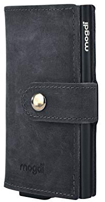 mogdi mini Black Premium Herren Portmonee RFID Schutz Kartenetui Business Geldbörse feinstes A++ Echtleder Wallet Geldbeutel (schwarz)