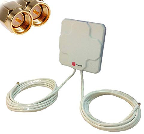 W WONECT Antenas 4G Exterior Larga Distancia Compatible LTE 46dBi Alta Potencia - Largo Alcance señal Conexion 3G,4G,5G LTE Internet (10m Fija, Blanco)