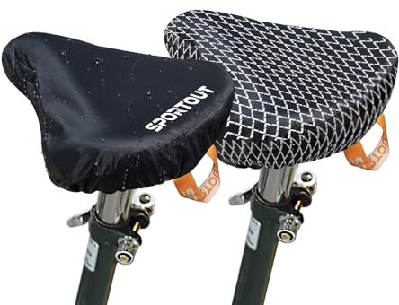 Sportout 2er Set Sattelbezug Fahrrad Wasserdicht Fahrradsattelabdeckung，Elastische Fahrradsattel Regenschutz Sattelschutz, Passend für den Meisten Fahrradsattel wie Rennrad, Mountainbike