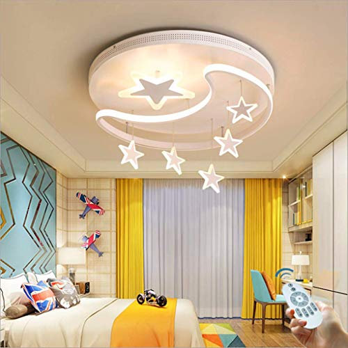 XinZe Kinderlampe Schlafzimmer Deckenleuchte Deckenlampe Pendelleuchte Dimmbar Mit Fernbedienung Moderne Led Kreative Weiß Eisen Acryl Sterne Mond Wolke Kinderzimmer Dekoration Hängelampe,Weiß,52cm