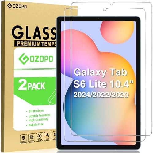 GOZOPO 2 Piezas Protector de Pantalla para Samsung Galaxy Tab S6 Lite 10.4 Pulgadas 2024/2022/2020,9H HD Cristal Vidrio Templado para Samsung Tab S6 Lite 10.4 2024/2022/2020