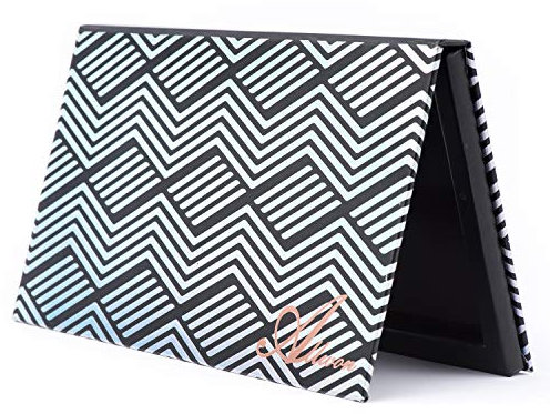 Allwon Magnetic Palette Palette de maquillage vide noire avec miroir et 20pcs autocollants en métal de palette vide adhésive pour fard à paupières rouge à lèvres en poudre