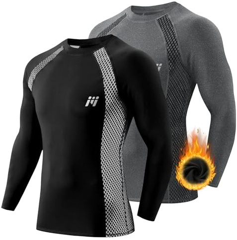 MEETWEE Camiseta De Compresión Hombre, Manga Larga para Deportes Camisetas Transpirable Secado Rápido T-Shirt para Running Ciclismo Fitness