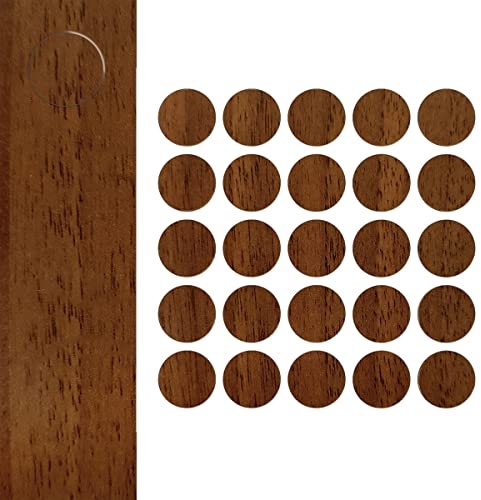 DecoMeister Selbstklebende Abdeckkappen für Möbel Möbelpflaster Aufkleber Klebepunkte Bohrloch Abdeckung Schraubenabdeckung Ø 14mm Durchmesser à 25 Stück Nussbaum