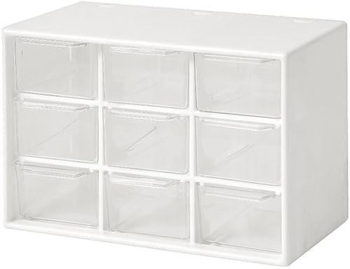 Dafape Mini Cajones de Almacenamiento, Pequeños Contenedores Organizadores de 9 Cajones Caja de Plástico Transparente Apilable para Escritorio Oficina Dormitorio Cocina Maquillaje Joyas (Blanco)