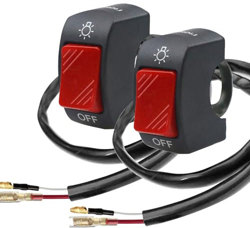 Gebildet 2pièces Interrupteur de Guidon de Moto Interrupteur à Bascule de Guidon avec Bouton Poussoir Marche/arrêt pour Motos U5 U7 U2 Scooter Electrombile Moto-7/8 Pouces 22mm (Rouge)