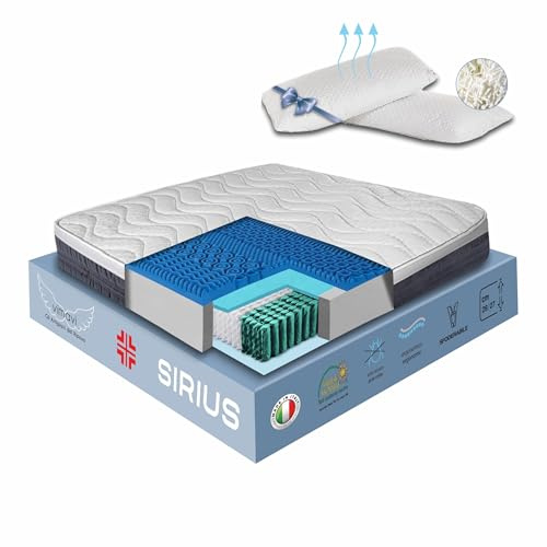 vimavì Materasso Singolo Molle Insacchettate e Memory Foam BluGel 90x200 - H26/27 cm - Disp. Medico - Sfoderabile e Anallergico - Cuscino Omaggio - Termoregolante - Made in Italy - SIRIUS