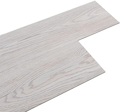 INMOZATA 5m²/36Pcs Vinyl Flooring Lino Flooring Self-Adhesive Vinyl Flooring Planks 2mm Peel & Stick Floor Tiles Waterproof Floor Wall Stickers for Kitchen Bathroom Home Floor Tile (White Grey)