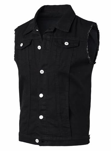 Yukirtiq Chaleco de Jeans para Hombre Chaleco de Mezclilla Chaleco de Tela Vaquera sin Mangas Vintage Chaqueta de Mezclilla