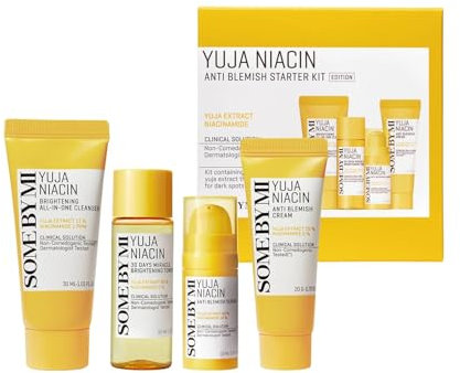 SOME BY MI - Yuja Niacin Anti Blemish Starter Kit | Include detergente (28,6 g), toner (28,6 g), siero anti imperfezioni (9,4 g) e crema anti imperfezioni (19,8 g)