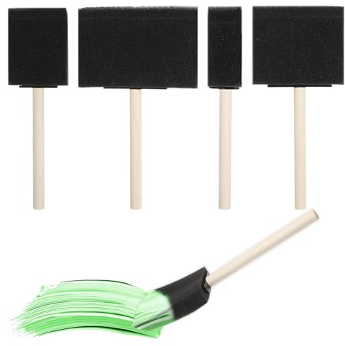 Bewudy 4 Pcs Foam Paint Brushes, Wood Handle Sponge Brushes for Painting, Staining, Varnishes & DIY Craft Projects (1'', 1.3'', 2.9'' & 3.9'')
