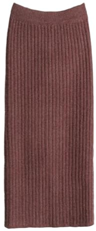 seiveini Jupe Femme Longue en Tricot Élégant Jupe Hiver Tricotée Femme Jupe Moulante Longue Elastqiue Jupe Portefeuille avec Fendue B Marron 75CM XL
