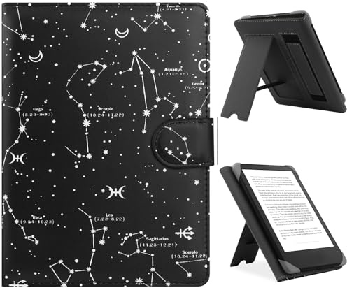 HoYiXi Universalfodral för 6,8 tum, 7 tum kompatibel Paperwhite/Kobo/Pocketbook/Tolino/Sony E-boksläsarfodral för 6 tum–7 tum E-bokläsare med stativ, stjärnbild