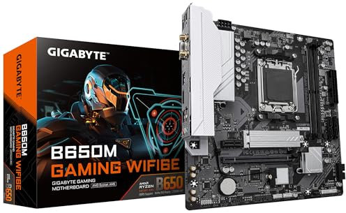 GIGABYTE B650M Gaming WIFI6E Carte Mère - Processeurs AMD Ryzen Série 9000, VRM 5+2+2 Phases, jusqu'à 6400 MHz DDR5 (OC), 1xPCIe 4.0 M.2, LAN 2,5 GbE, WiFi 6E, USB 3.2 Gen 1