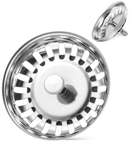 Tapón Fregadero de Cocina 80mm Universal, Colador Fregadero Tapón Desagüe Acero Inoxidable Colador Cesta para Cocina Blanco y Franke