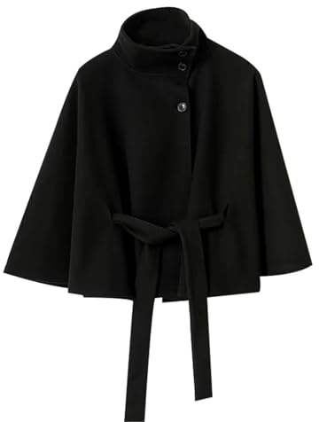 UJEDFHV Manteau En Laine Femme Manteau en laine à simple boutonnage et ceintures for femme, col montant, ample, manches vintage, veste de ville(Color3,S)