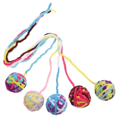 VICASKY 5pièces Balle à Grelot Laine pour Chat Jouet Interactif Intérieur Stimule Instinct de Chasse Jouet pour Chatons Couleurs Lumineuses pour Animaux