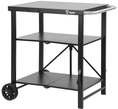 BBQ-Toro Carrello Pieghevole per Barbecue, 60 x 80 x 82 cm, Nero, Carrello da Servizio, Carrello da Tavolo, Tavolo da Griglia per Grill a Gas, Tavolo Laterale, Tavolo da Griglia, Barbecue da Esterno