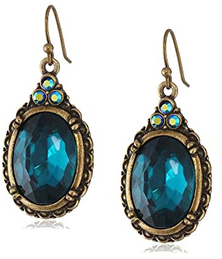 1928 Jewelry Victorian Peacock Blue Zircon Drop Earrings for Women