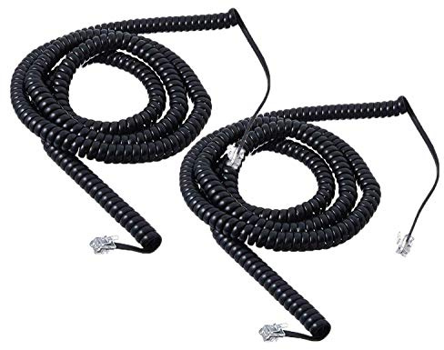 iMBAPrice (Pack of 2) 3 to 25 Feet Black Coiled Telephone Phone Handset Cable Cord (Value Pack)