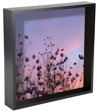 Nicola Spring 3D Shadow Box Photo Frame - 12x12 (30x30cm) - Pack of 1 - Black 3D Deep Photo Frame Box Picture Large Square Display Case for Crafts, Keepsakes, Wedding, Graduation