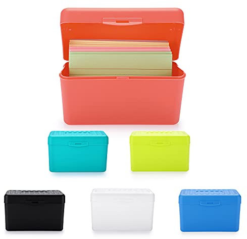 BTSKY Karteikarten-Box, 7.6x12.7 cm, Karteikarten-Halter, Notizkarten-Box, Rezeptkarten-Box, Kunststoff-Aufbewahrungs-Organizer zum Befüllen von Karteikarten, Rezepten und Adressen, 6 Stück