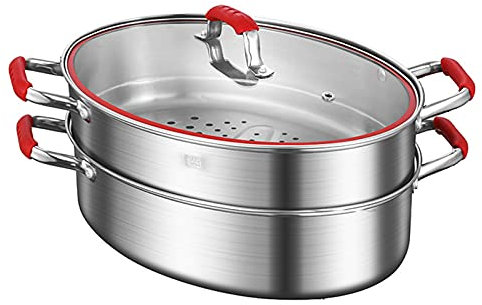 Piroscafo Ovale in Acciaio Inossidabile, Pentola Per Brodo Di Pasta Con Piatto Di Pesce in Ceramica E Griglia Per Pesce Al Vapore, Frutti Di Mare, Tacchino Arrosto,B
