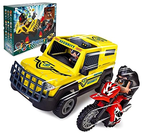 Pinypon Action - Vol dans Le Van, Ensemble Jeu Police Voleurs, Comprenant Un Camion Une Moto et 2 poupées, conducteur et Voleur, Jouet d'action pour Enfants 4 Ans 700017038 Multicolore Taille Unique