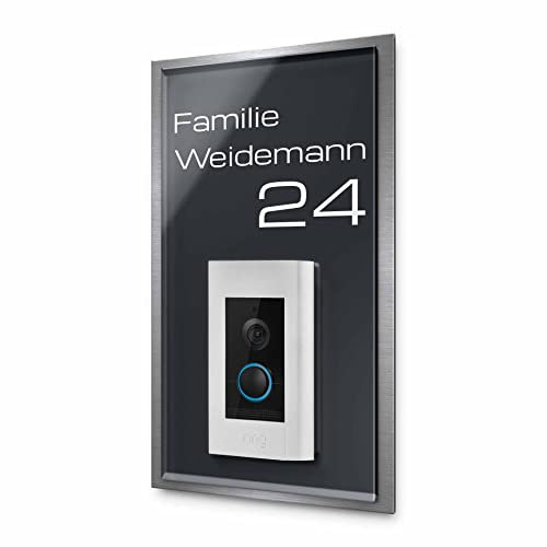 Elegantes Klingelschild aus Edelstahl & Acrylglas - Kompatibel mit allen Funkklingel Modellen - Individuell anpassbare Klingelplatte für Video Doorbells & mehr - einfache Montage