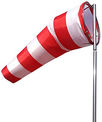 Wetterfahne, Windsack für den Außenbereich, Windrichtungsanzeiger in rot/weiß, inkl. Aufhängung und Drehgelenk, wetterfester Windanzeiger, Windschlauch, Garten-Wetterfahnendekoration
