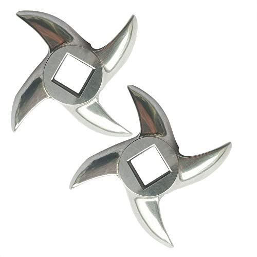 Zetatau 2 pcs Size #32 Chef Meat Grinder Stainless Steel Cutter Knife Blade for Electric or Manual