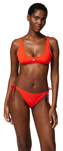 Tommy Jeans Top de Bikini Tipo Bralette sin Aros para Mujer, Rojo (Hot Heat), M