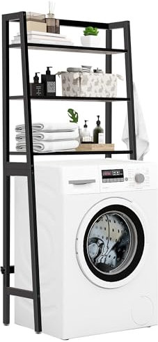 MallKing Toilettenregal, 3-stufiges Aufbewahrungs über die Toilette Rack Bad Raum Saver Veranstalter, freistehende über Toilette mit Toilettenpapierhalter und Haken (schwarz)