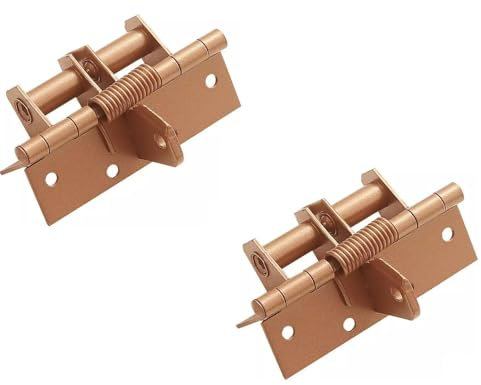 2 Pcs Automatic Door Closer Spring, Self-Closing Invisible Door Hinge Automatic Spring Hinges for Garden Gates, Wooden Doors, Metal Gate (Gold)