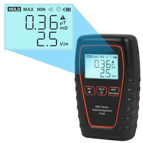 KAISAL EMF Meter, High Precision Magnetic Field Tester, LED Hand-held EMF Detector, Sound & Light Alarms, Multiple Unit Switching