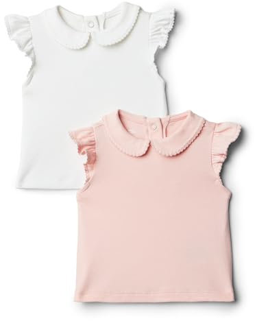 Amazon Essentials x Sofia Grainge Blusas de Manga Corta de Algodón con Volantes Niños pequeños y niñas, Paquete de 2