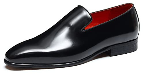 Loafers Décontractés en Cuir Verni pour Hommes Mocassins d'affaires Formels,Noir,37