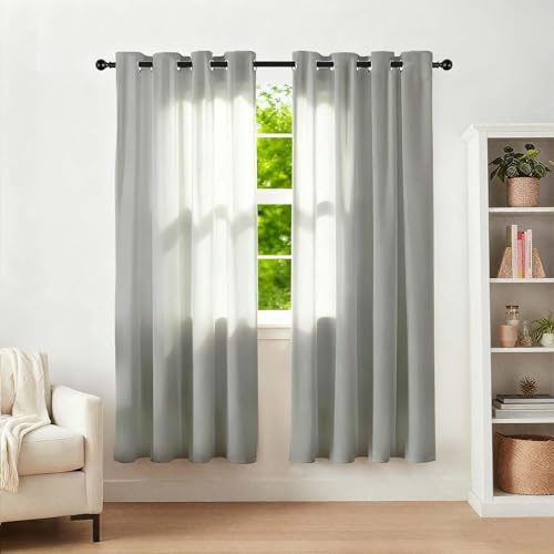 Alaoo Cortinas Opacas, 2 Piezas,117×137cm, Cortinas de Dormitorio,Modernas 50% Blackout Curtains Grises con Ojales, para Dormitorio, Salón y Cocina