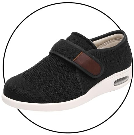 JTNZDAW Deportivas Ancho Especial Hombre Zapatos Pies Anchos con colchón de Aire ortopédicos diabéticos Zapatillas Fascitis Plantar para Enfermería(Black,47 EU)
