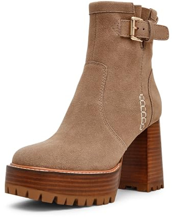 Steve Madden Women's Summit Ankle Boot, Taupe Suede, 6.5