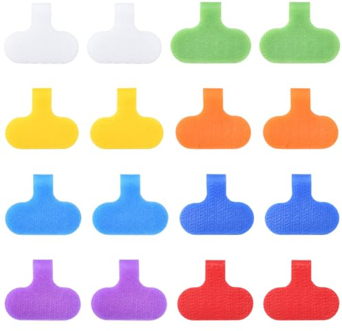 SOFPLATE 30Pcs Cord Tags Labeling Cable Cord Labels Large Multi Color Label with Hook and Loop Electrical Wires Markers Reusable Writing Wire Tag for Electronics Computer Identification Office Home