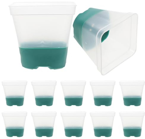 Toyvian 12 Pezzi contenitori per piantare fioriera da esterno vasi da fiori da giardino tazze per piantare vasi da vivaio da giardino con fori vaso da fiori in plastica vaso di Green