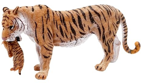 YORISMAL Tigre rouge avec jeune animal - Ornement de tigre avec jeune animal - Jouet d'éveil précoce pour enfants - Animaux sauvages