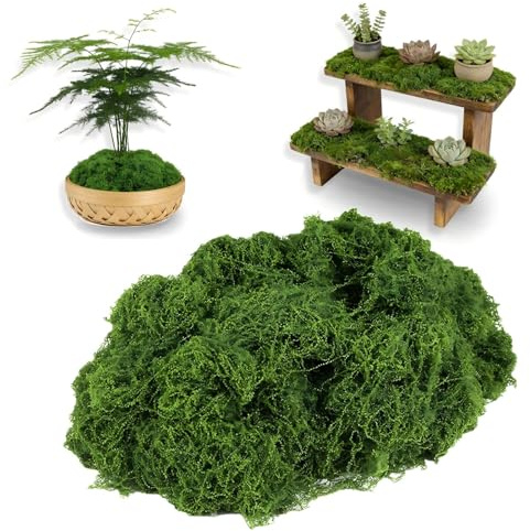 100g Fake Moss Dark Green, Artificial Moss Decorative Fake Mosss Bulk for Indoor Plant Pots Room Balcony Garden, Landscaping, Crafts, Decor, Model Making, Patio, Floristry and More (Dark Green)