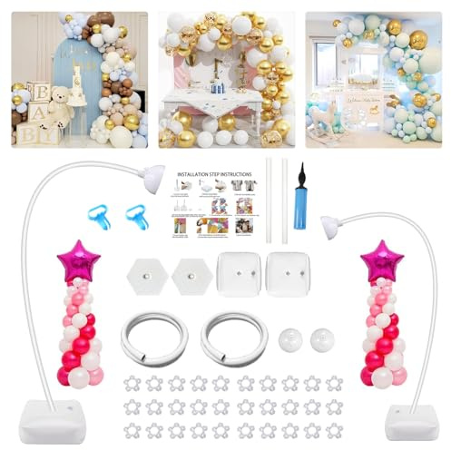 Kit de arco de globos, 2,5 m y 1,5 m, marco de arco de globos ajustable, reutilizable, semiarco, kit de soporte para globos, soporte para suelo, para bodas, cumpleaños, graduaciones, aniversarios